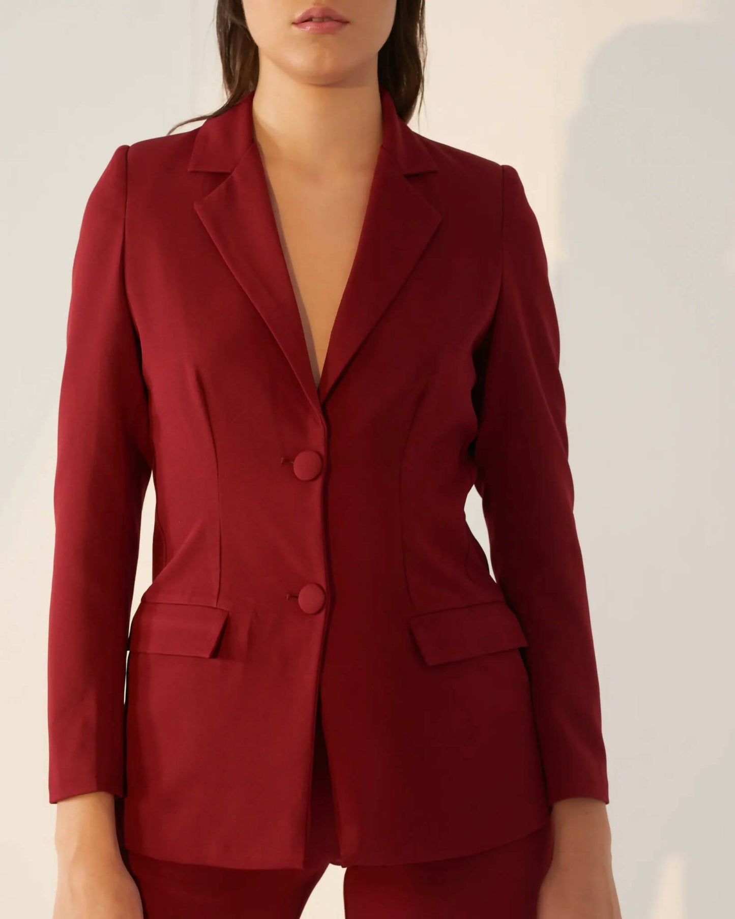 Iconic - Maroon Blazer With Straight Pants (Set)