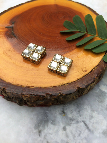 Square Kundan Stud Earrings