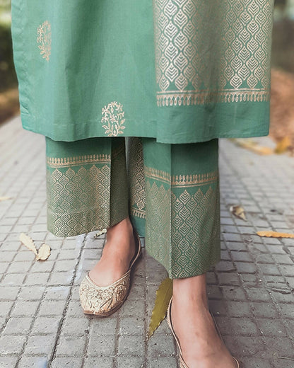 Green Handblock Printed Cotton Set