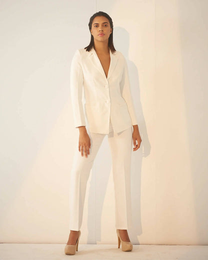 Iconic - White Blazer With Straight Pants (Set)