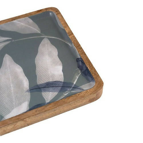 Wooden Platter Leaf Print