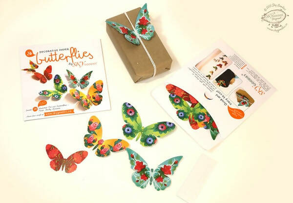 White Paper Flower Fairy Lights & Butterflies Wall Decor Combo