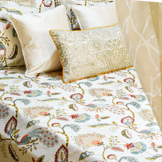 Pride of Peacock All over Printed King Size Bed sheet Set
