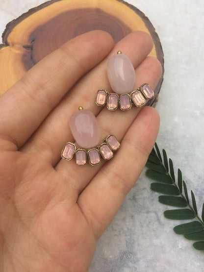 Rose Quartz and Crystal Studs