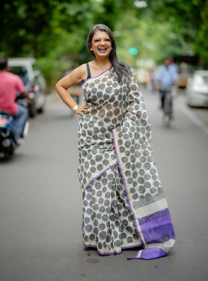 Cookie Time – Oreo Screen Print on Chanderi Saree